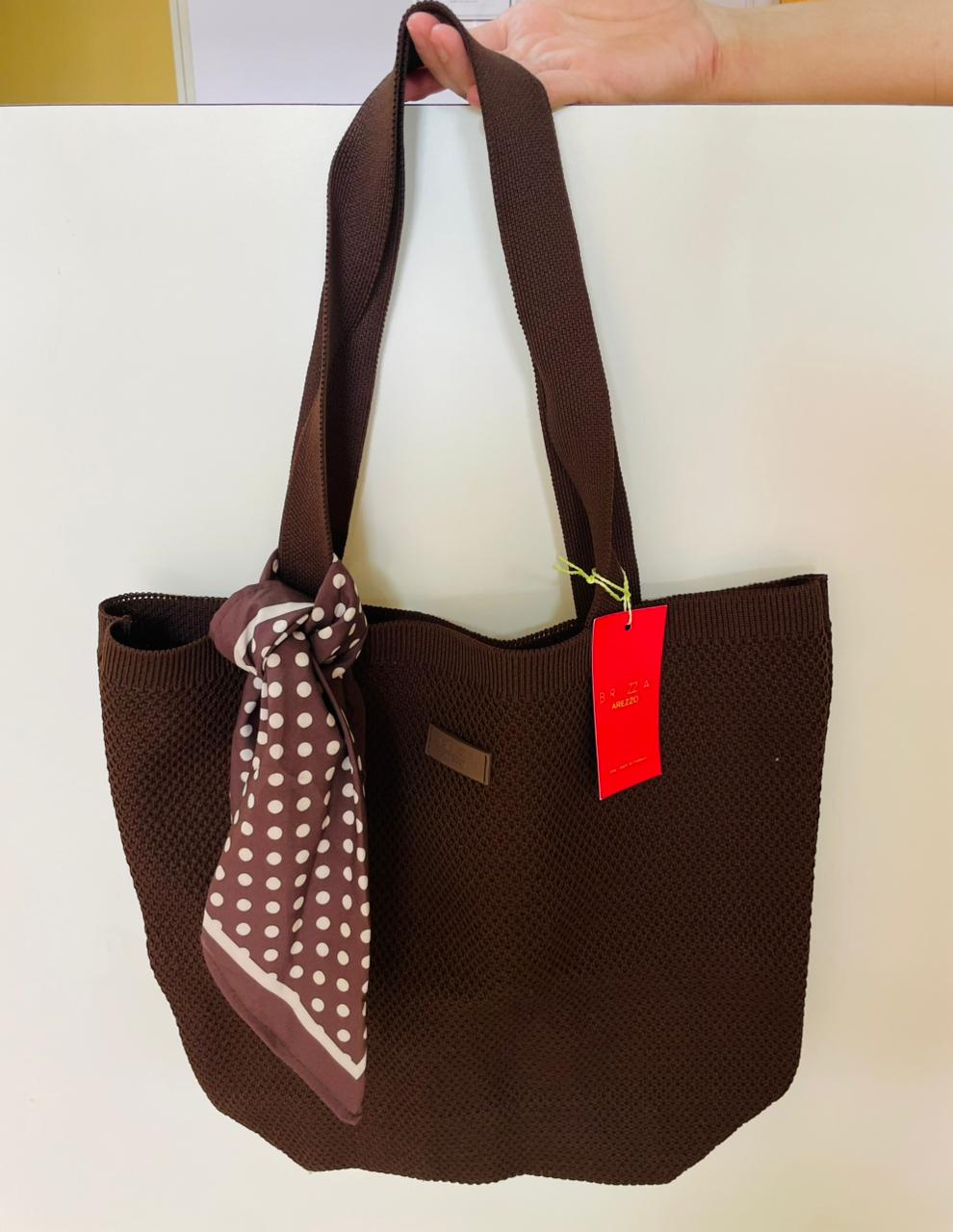 BOLSA CROCHE/LENÇO MARROM ESCURO