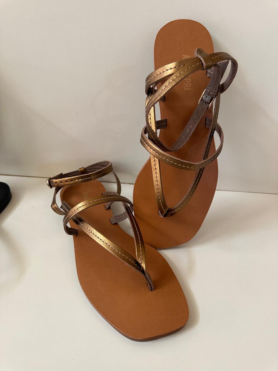 RASTEIRA ANACAPRI MULTIRAS PESPONTOS COURO MARROM