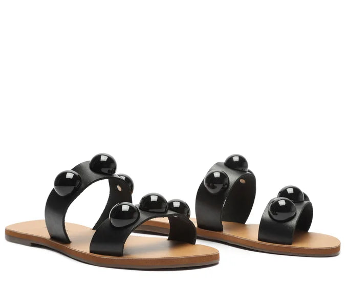 SANDALIA ANACAPRI Rasteira Pop de tiras paralelas em couro