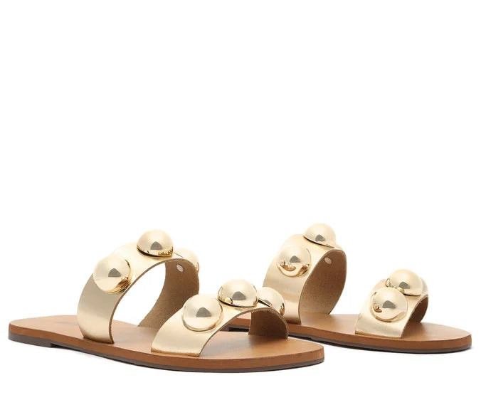 SANDALIA ANACAPRI Rasteira Pop de tiras paralelas em couro