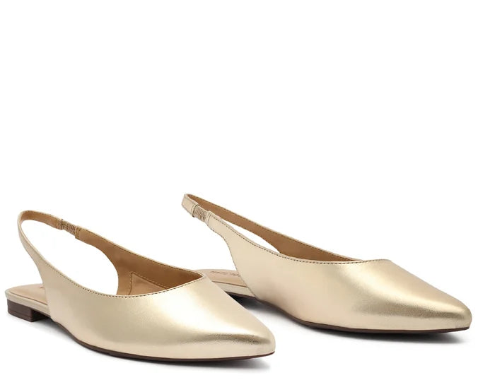 SAPATILHA SLINGBACK BICO FINO DOURADA