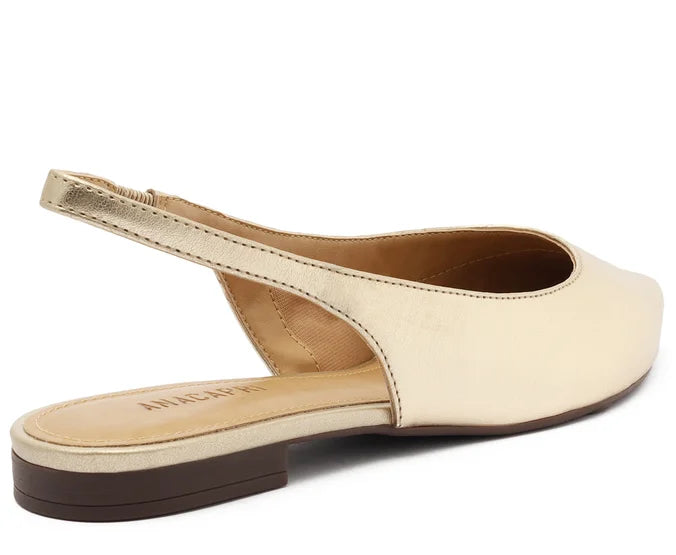 SAPATILHA SLINGBACK BICO FINO DOURADA