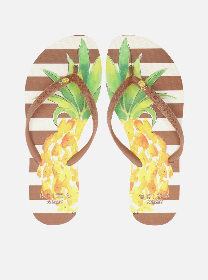 CHINELO MARROM ESSENCIAL ESTAMPA ABACAXI- AREZZO BRIZZA