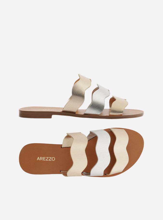 RASTEIRA METALIZADA COURO TIRAS CURVAS MIX