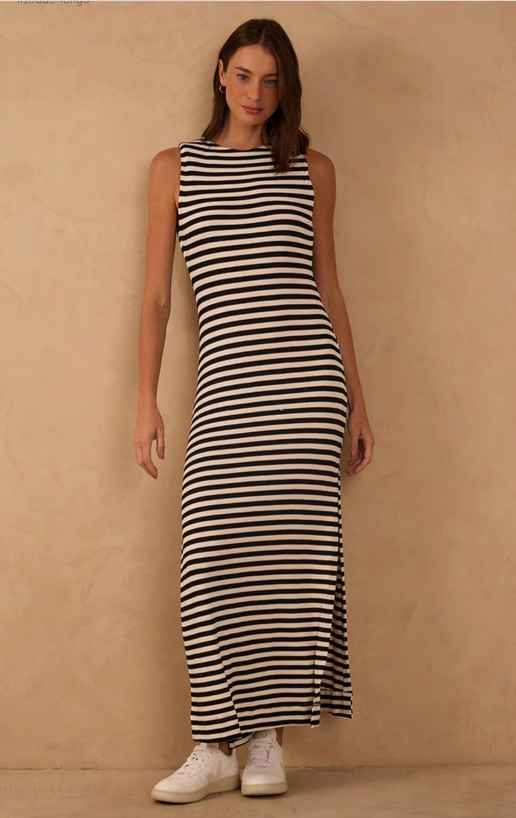 VESTIDO OMBREIRA LISTRADO LONGO-DRESS TO