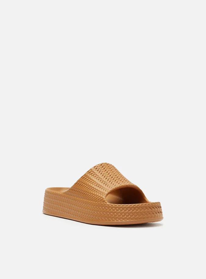 SLIDE MARROM CAMEL TRESSÊ FLATFORM TIRA