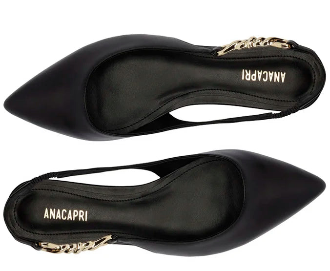 SAPATILHA SLINGBACK BICO FINO PRETA