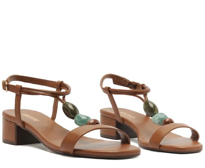 Sandália Anacapri de salto bloco pedrarias