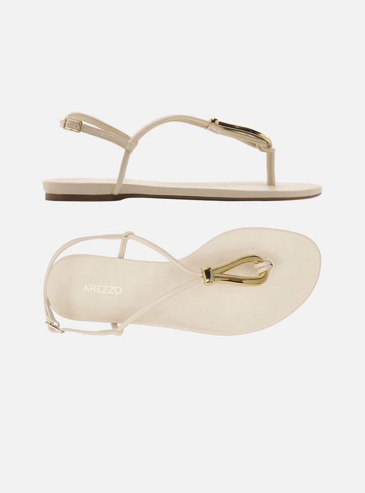 SANDALIA RASTEIRA SLIM METAL DOURADA AREZZO