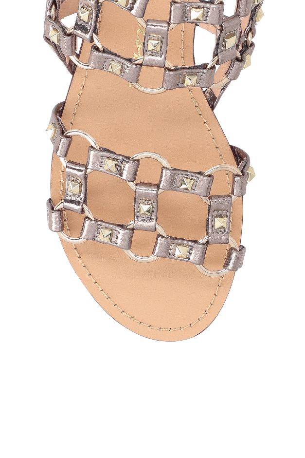 SANDALIAS RASTEIRA GEOMETRICA METALIZADA CHUMBO COM TAXAS - LUIZA BARCELOS