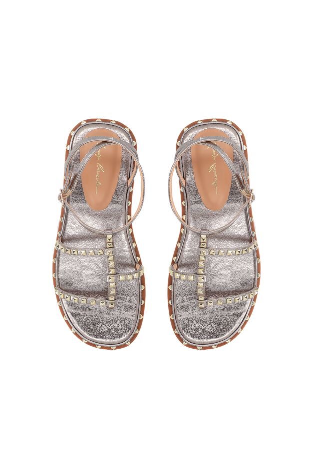 SANDALIAS RASTEIRAS DE TIRAS ASSIMETRICAS METALIZADO CHUMBO - LUIZA BARCELOS