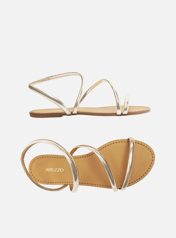 SANDALIA RASTEIRA DOURADA TIRA CURVA - AREZZO