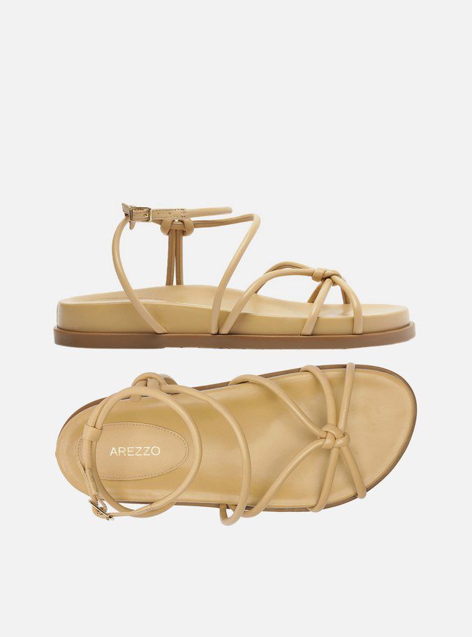 SANDALIA PAPETE BEGE TIRAS MULTI NÓ