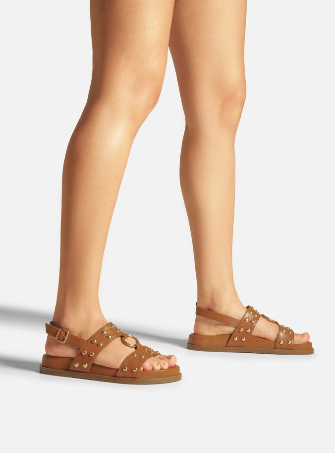 SANDALIA PAPETE MARROM COURO ARGOLA - AREZZO