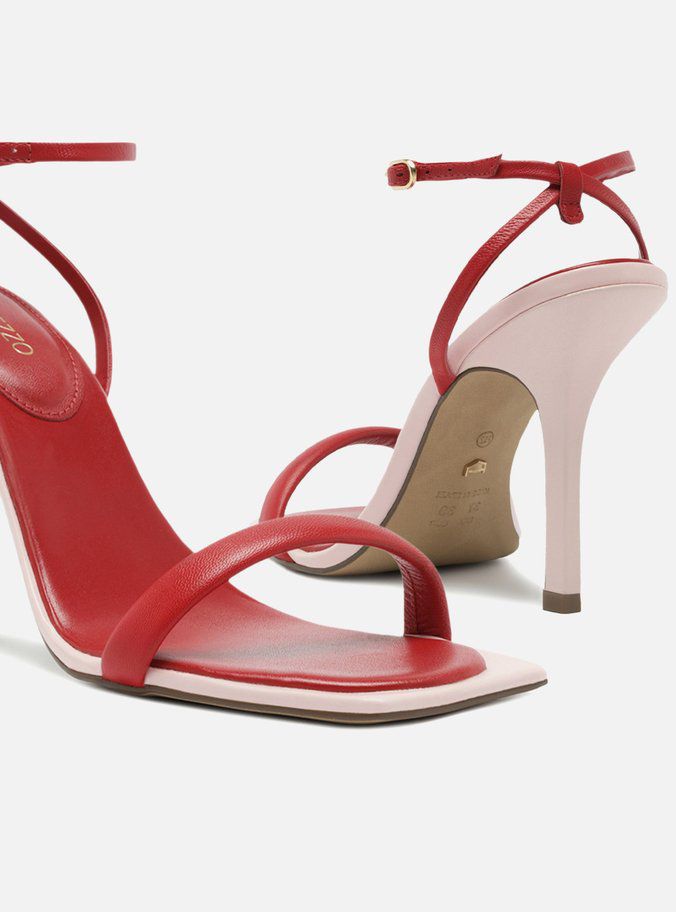 SANDALIA VERMELHO COURO SALTO ALTO
