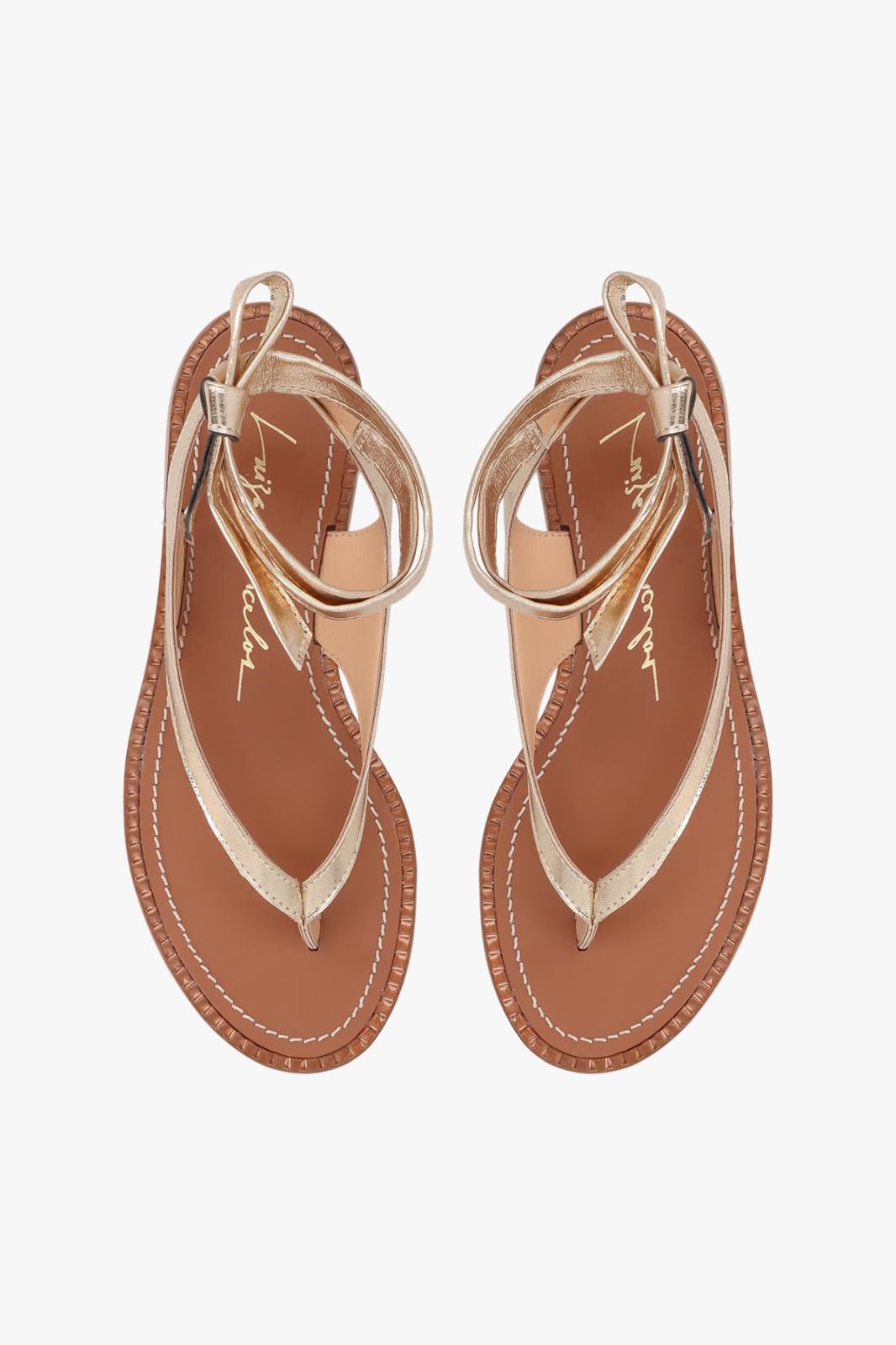 SANDÁLIA DE DEDO EM COURO CAFÉ COM AMARRAÇÃO NO TORNOZELO