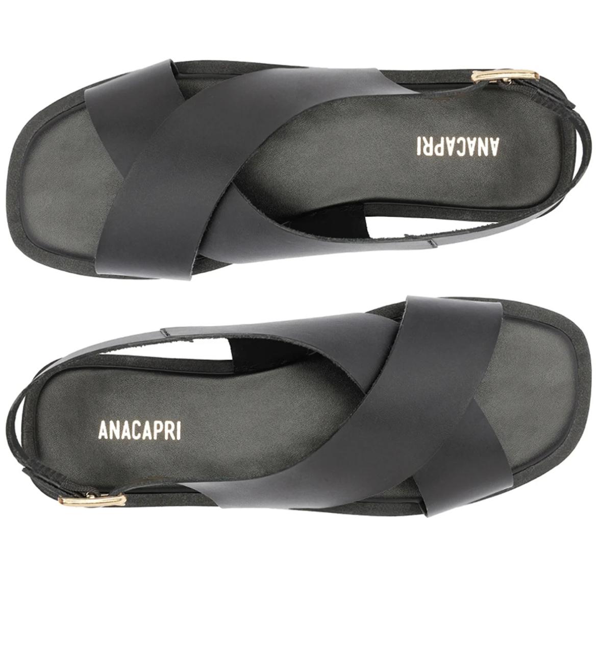 SANDALIAS RASTEIRAS TIRAS CRUZADAS NINA COURO MARROM-ANACAPRI