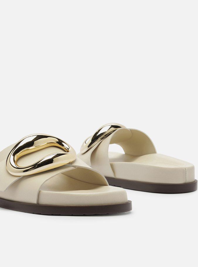 RASTEIRA SLIDE OFF-WHITE COURO METAL ORGANICO - AREZZO