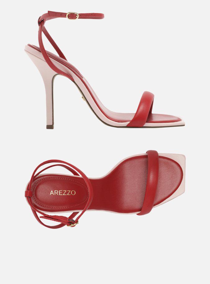 SANDALIA VERMELHO COURO SALTO ALTO