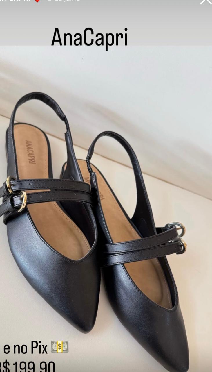 Sapatilha Anacapri Slingback Tira Dupla Preta