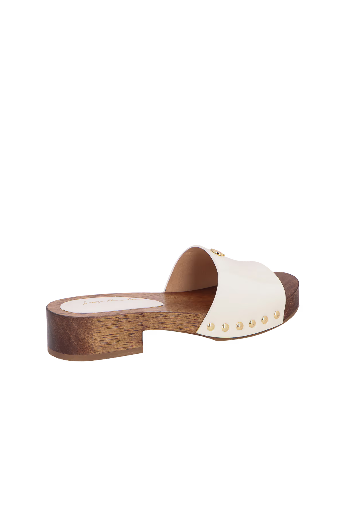 CLOG DE SALTO BLOCO BAIXO EM VERNIZ OFF WHITE