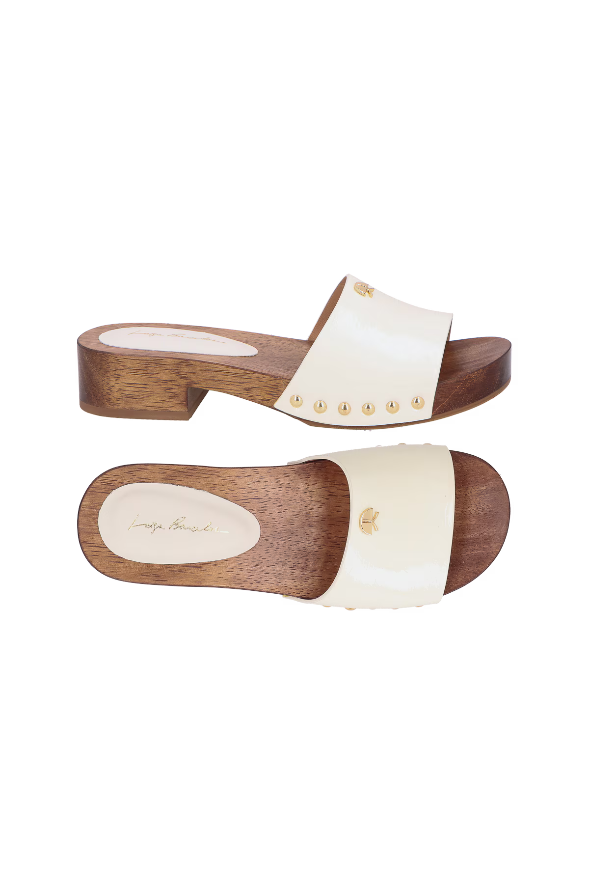 CLOG DE SALTO BLOCO BAIXO EM VERNIZ OFF WHITE
