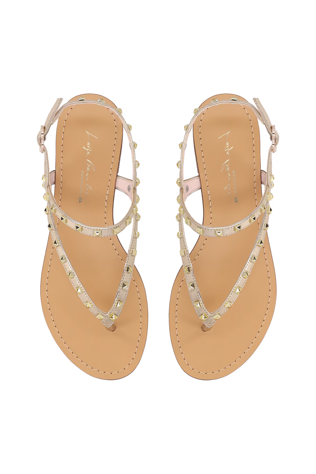 SANDÁLIA RASTEIRA EM METALIZADO DOURADO COM TACHINHAS - LUIZA BARCELOS