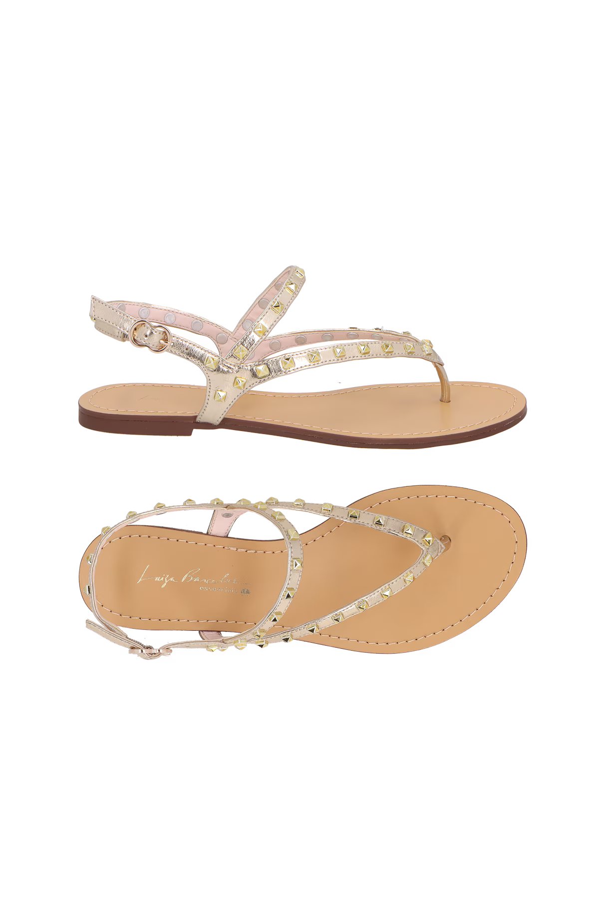 SANDÁLIA RASTEIRA EM METALIZADO DOURADO COM TACHINHAS - LUIZA BARCELOS